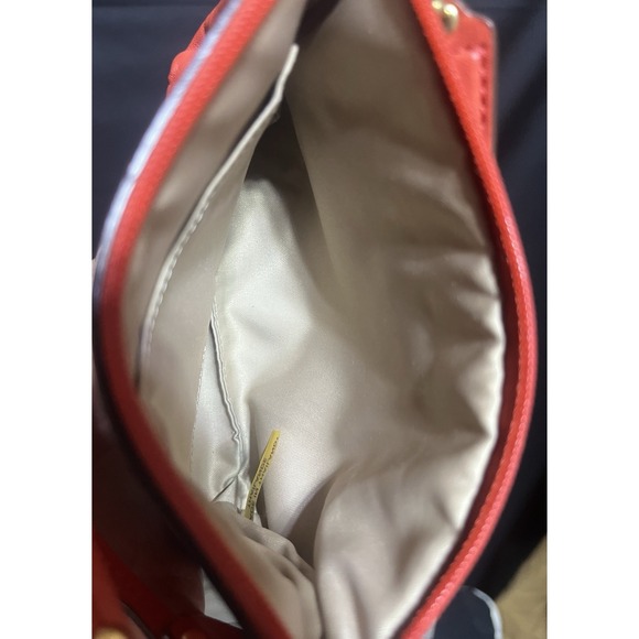 Coach Dark Coral Leather Wristlet Clutch‎ Bag Gold Tone Hardware - Picture 7 of 7